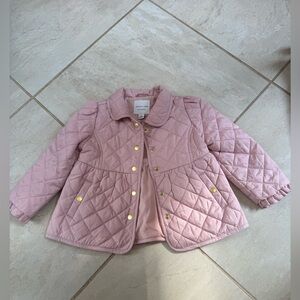 Janie and Jack toddler quilted barn coat in pink